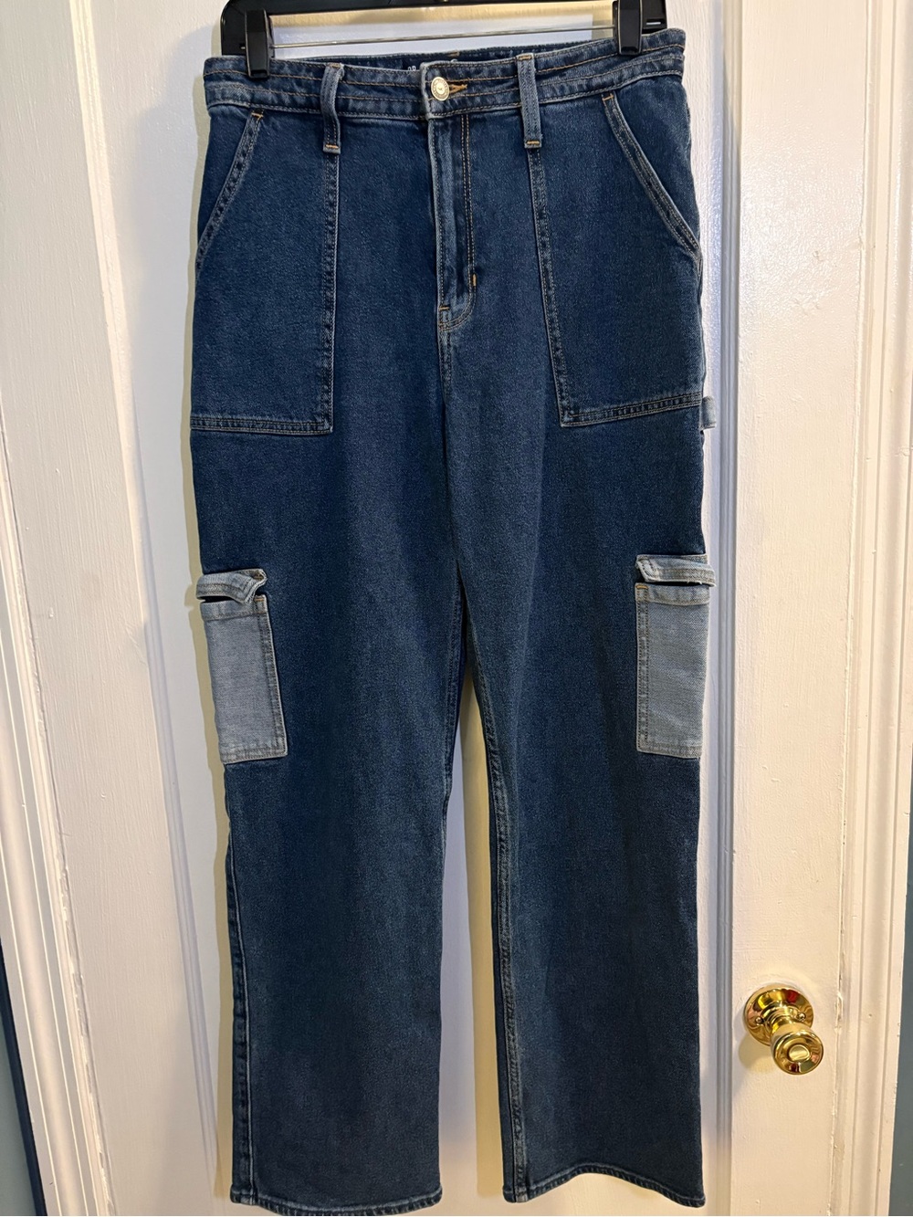 Women’s Dark Blue Two-Tone High Rise Dad Jeans